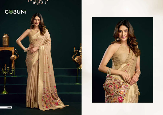 Cotton Mina Work Saree with Unstitched Blouse