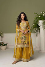 Pure Chinon Embroidered Salwar Suit Set with Dupatta