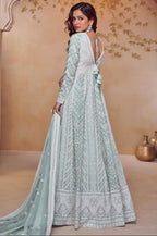 Floral Heavy Embroidered Chinon Gown with Dupatta for Wedding & Festive