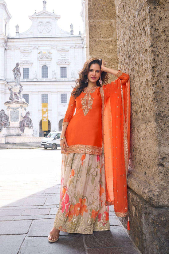 Chinon Embroidered Salwar Suit Set with Silk Dupatta