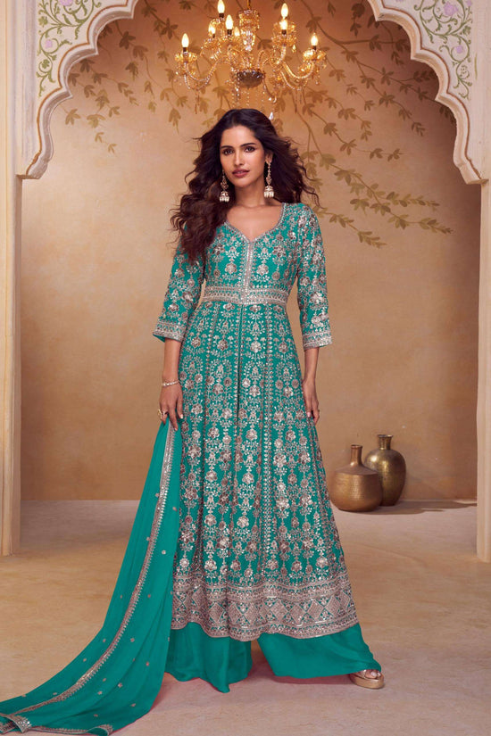 Chinon Thread Embroidered Salwar Suit Set with Dupatta