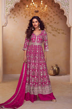 Chinon Thread Embroidered Salwar Suit Set with Dupatta