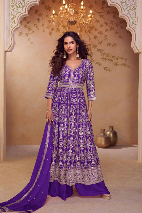 Chinon Thread Embroidered Salwar Suit Set with Dupatta