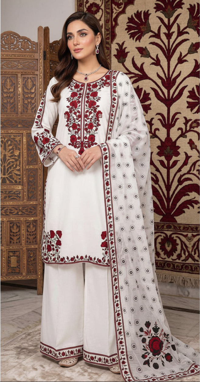 Rayon Heavy Embroidered Sharara Set with Chiffon Dupatta for Festive