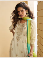 Chinon Silk Digital Print Sequins Embroidered Salwar Suit Set