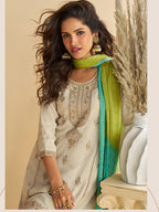 Chinon Silk Digital Print Sequins Embroidered Salwar Suit Set