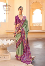 Silk Patola Weave Saree with Unstitched Blouse