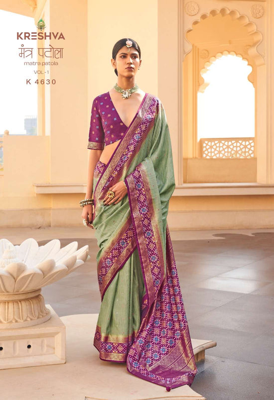Silk Patola Weave Saree with Unstitched Blouse