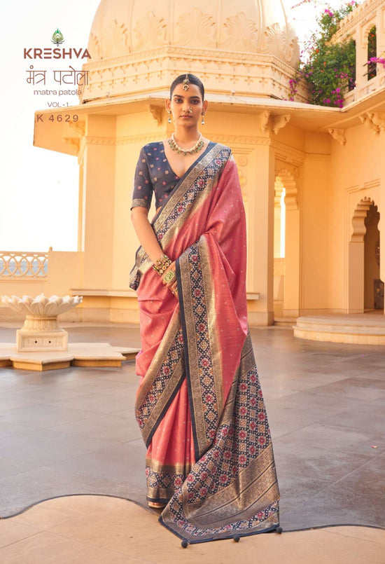 Silk Patola Weave Saree with Unstitched Blouse