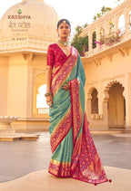 Silk Patola Weave Saree with Unstitched Blouse