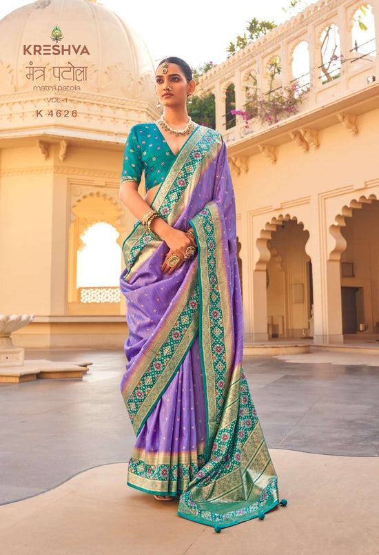 Silk Patola Weave Saree with Unstitched Blouse