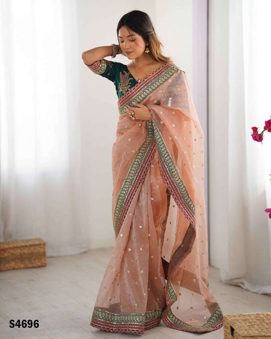 Banarasi Silk Crush Embroidery Saree with Diamond Silk Blouse