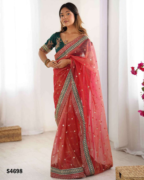 Banarasi Silk Crush Embroidery Saree with Diamond Silk Blouse