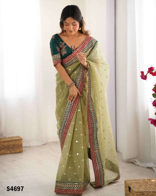 Banarasi Silk Crush Embroidery Saree with Diamond Silk Blouse