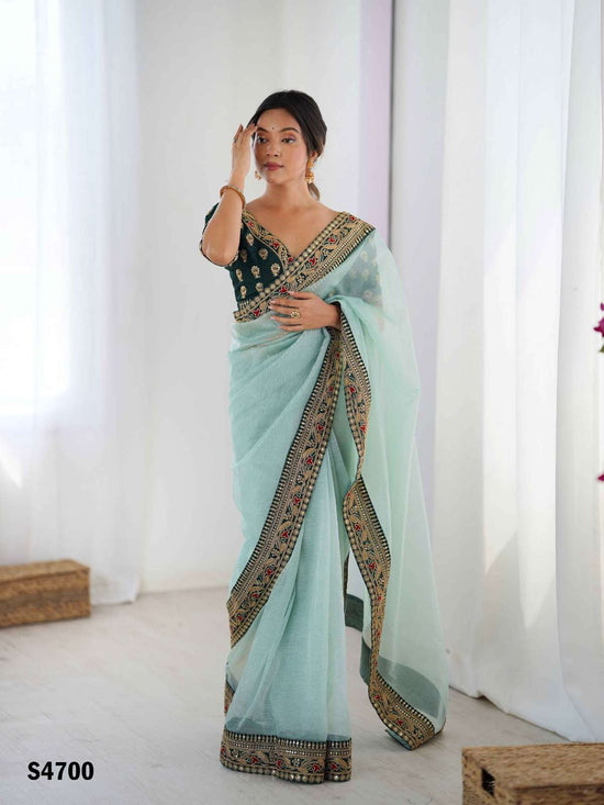 Banarasi Silk Crush Embroidery Saree with Diamond Silk Blouse