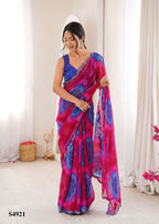 Georgette Printed Saree with Mono Banglori Unstitched Blouse