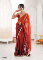 Satin Printed Saree with Unstitched Blouse