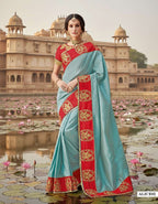Georgette Embroidered Saree with Silk Unstitched Blouse