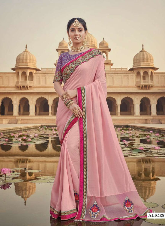 Georgette Embroidered Saree with Silk Unstitched Blouse
