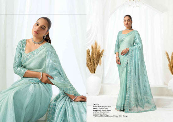 Satin Silk Designer Woven Saree with Unstitched Blouse