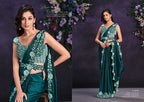 Crepe Silk Printed Stone Work Saree with Unstitched Blouse