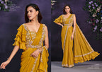 Crepe Silk Printed Stone Work Saree with Unstitched Blouse