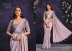 Crepe Silk Printed Stone Work Saree with Unstitched Blouse