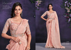 Crepe Silk Printed Stone Work Saree with Unstitched Blouse