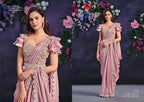 Crepe Silk Printed Stone Work Saree with Unstitched Blouse
