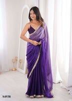 Fandy Satin Printed Festive Saree with Unstitched Blouse