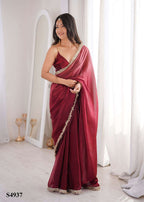 Fandy Satin Printed Festive Saree with Unstitched Blouse