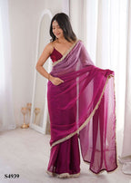 Fandy Satin Printed Festive Saree with Unstitched Blouse