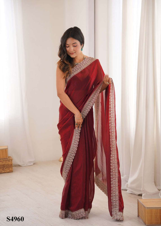 Fandy Satin Festive Saree with Unstitched Blouse