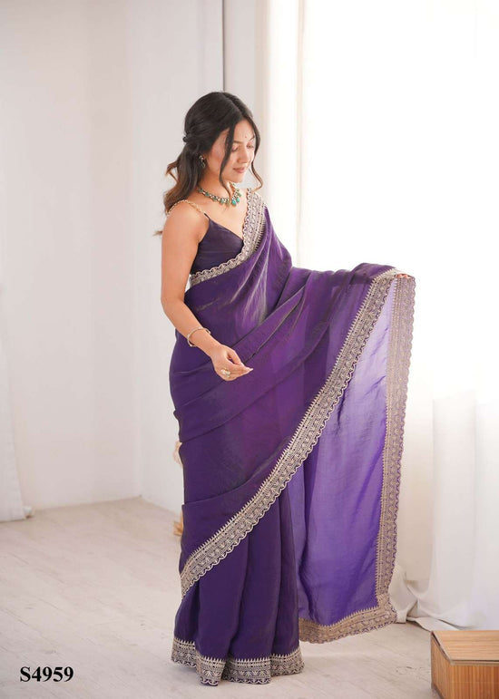 Fandy Satin Festive Saree with Unstitched Blouse