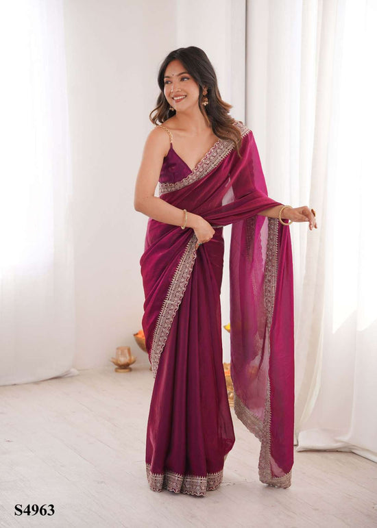 Fandy Satin Festive Saree with Unstitched Blouse