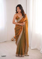 Fandy Satin Festive Saree with Unstitched Blouse