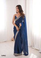 Fandy Satin Festive Saree with Unstitched Blouse