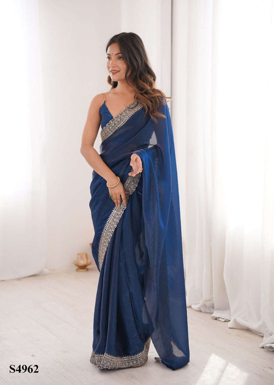 Fandy Satin Festive Saree with Unstitched Blouse