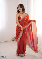 Fandy Satin Festive Saree with Unstitched Blouse