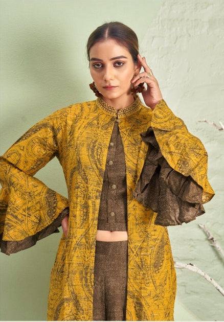 Rayon Digital Print Ethnic Co-Ord Set with Shrug