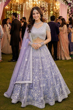 Premium Net Heavy Thread Embroidered Bridal Lehenga Choli with Dupatta