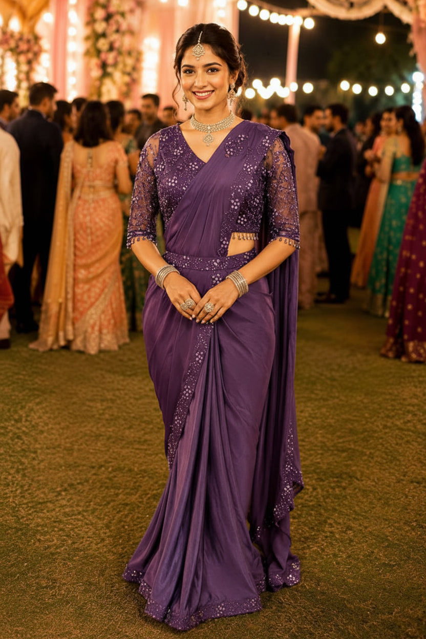 Anvika Premium Lycra Ready-to-Wear Saree for Party & Reception