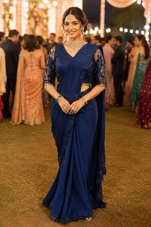Anvika Premium Lycra Ready-to-Wear Saree for Party & Reception