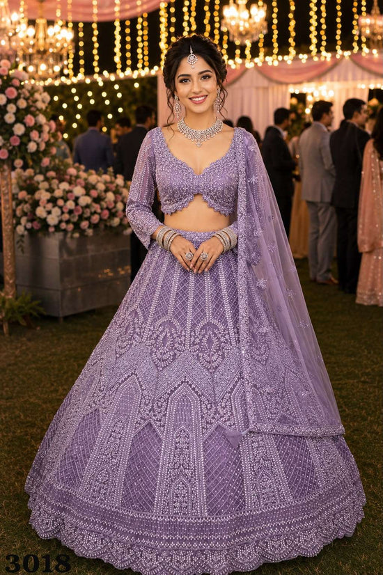 Real Premium Net Heavy Thread Embroidered Bridal Lehenga Set