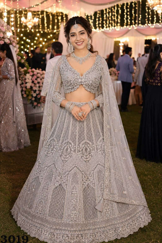 Real Premium Net Heavy Thread Embroidered Bridal Lehenga Set