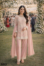 Georgette Embroidered Beads Work Salwar Suit Set with Dupatta