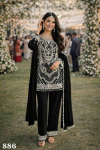 Georgette Embroidered Beads Work Salwar Suit Set with Dupatta