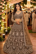 Dahleez Premium Net Heavy Beads Work Bridal Lehenga with Cancan