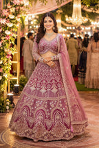 Dahleez Premium Net Heavy Beads Work Bridal Lehenga with Cancan
