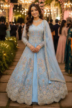Premium Net Heavy Thread Embroidered Anarkali Lehenga Choli